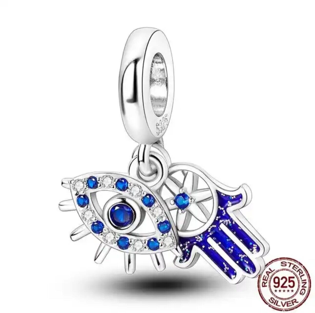 Hamsa Hand & Evil Eye Dangle Charm - bellissi