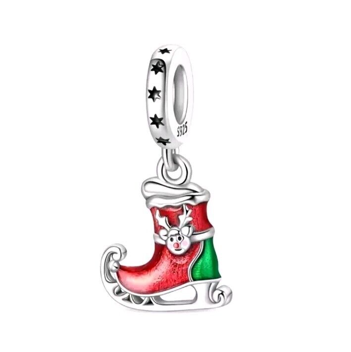 Ice Skate With Elf Dangle Charm - bellissi