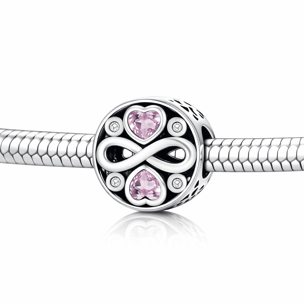 Infinity Heart Pink Crystal Charm - bellissi