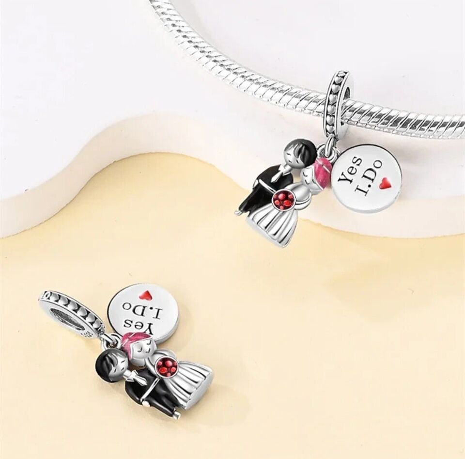 Just Married Couple Dangle Charm - bellissi