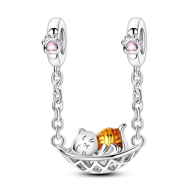 Kitten Hanging In A Basket Dangle Charm - bellissi