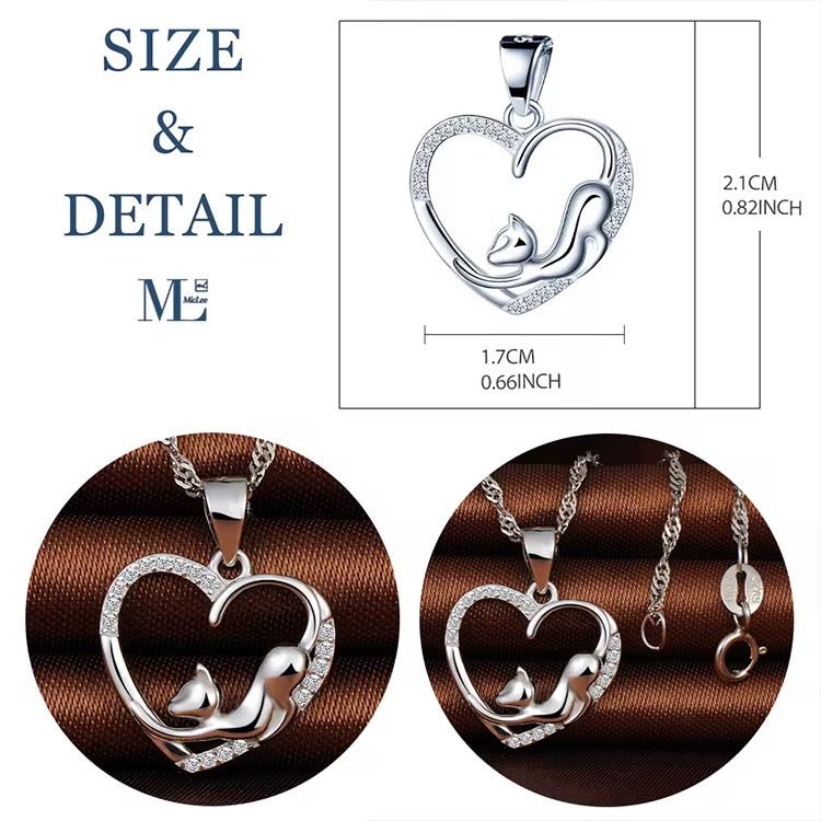 Kitten on the Heart Necklace - bellissi