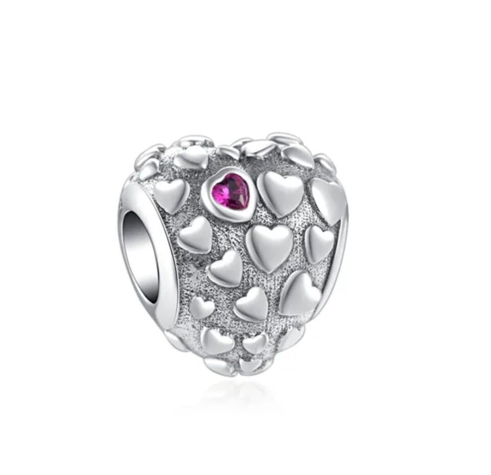 Love Mum Heart Red Zircon Charm - bellissi