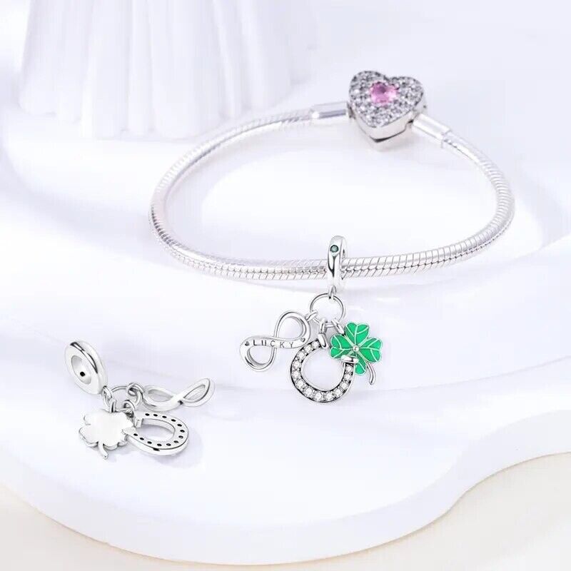 Lucky Horse Shoe Lucky Clover and Infinity Dangle - bellissi
