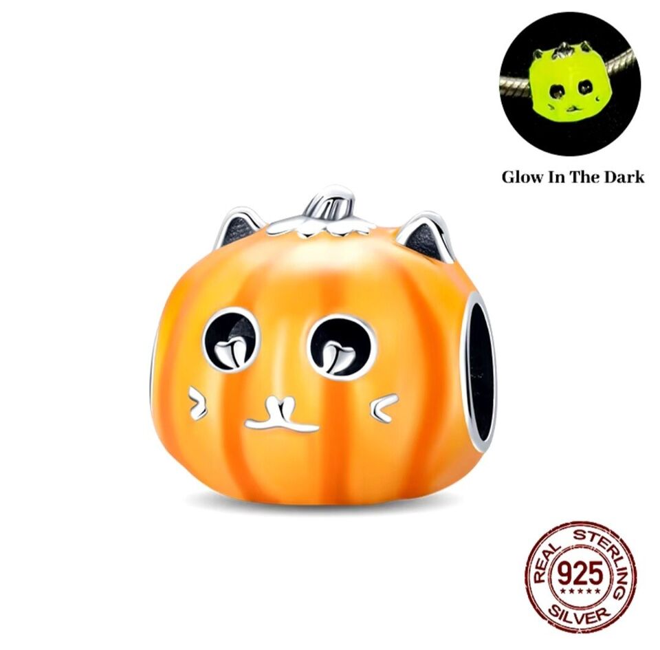 Luminous Halloween Pumpkin Cat Charm - bellissi