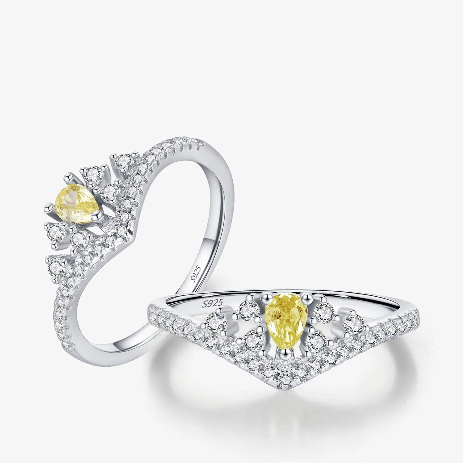 Silver Luxury Sparkling Water Drop CZ Ring