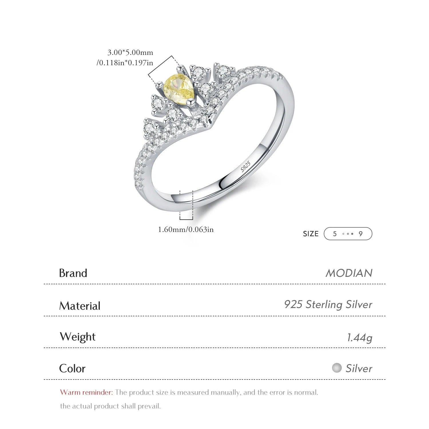 Silver Luxury Sparkling Water Drop CZ Ring