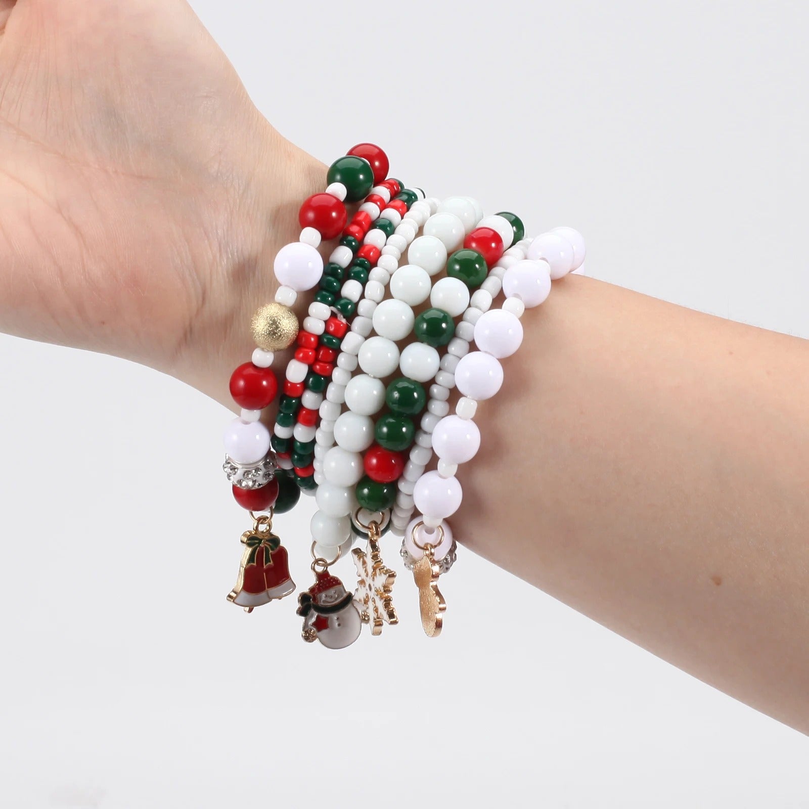 Christmas Beaded Stretch Bracelet