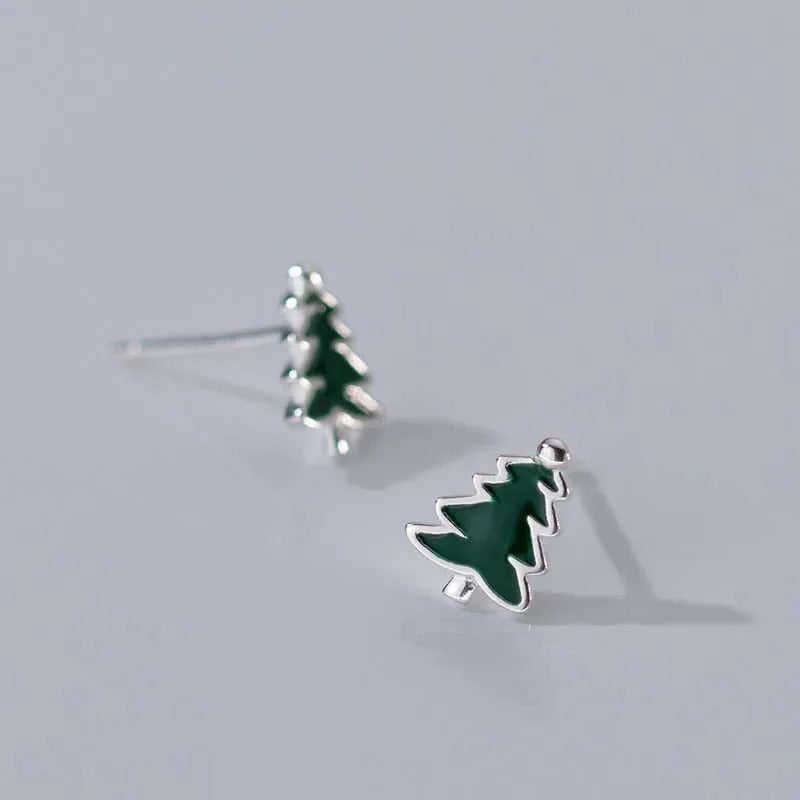 Christmas Tree Stud Earrings 925 Sterling Silver