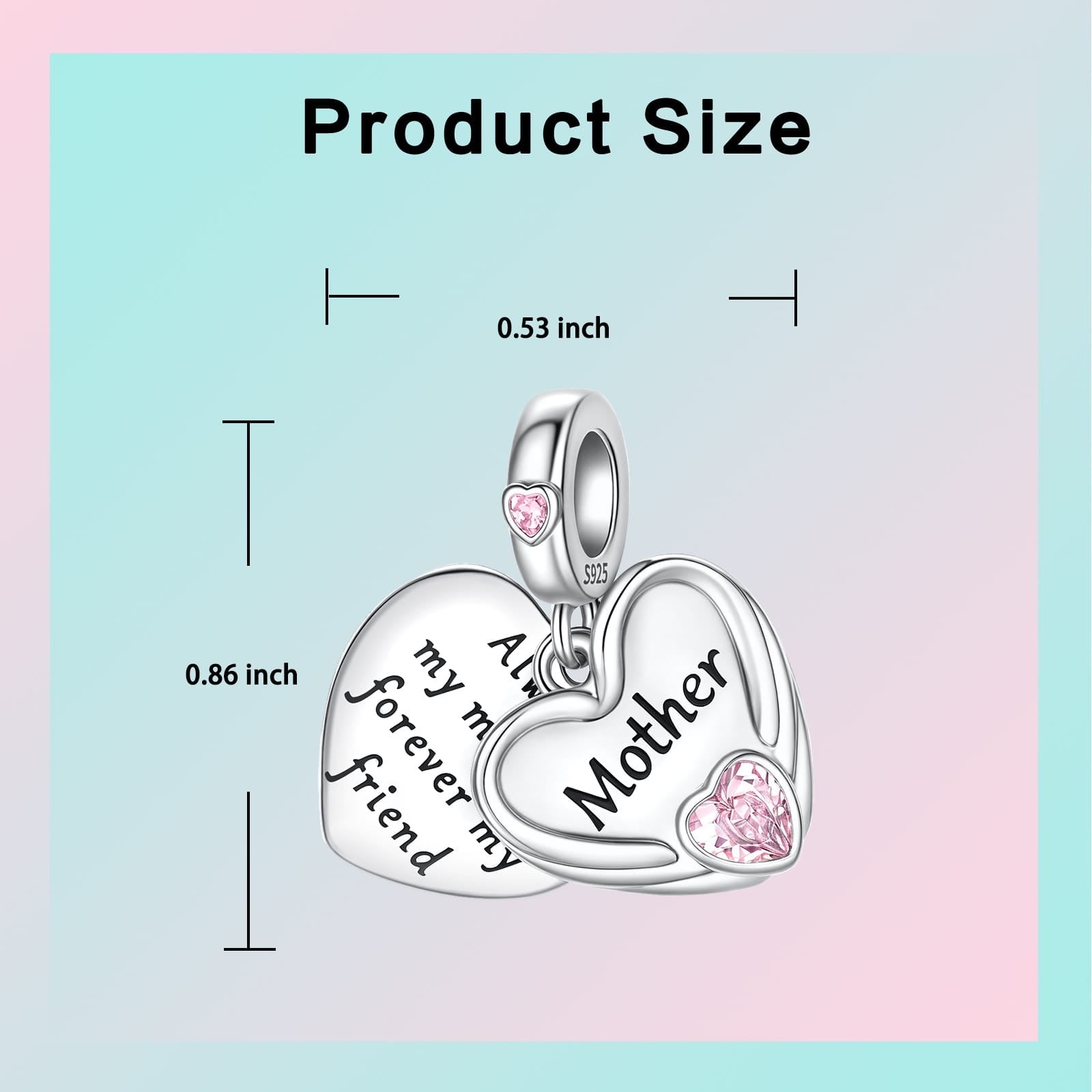 Mom Love Heart Dangle Charm - bellissi