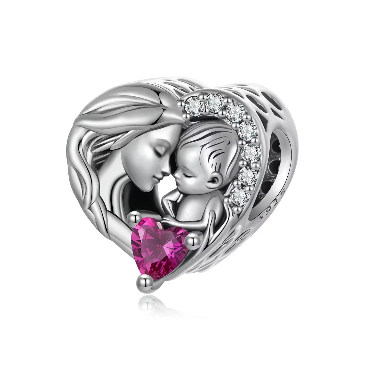 Mother & Baby Love Heart Charm - bellissi