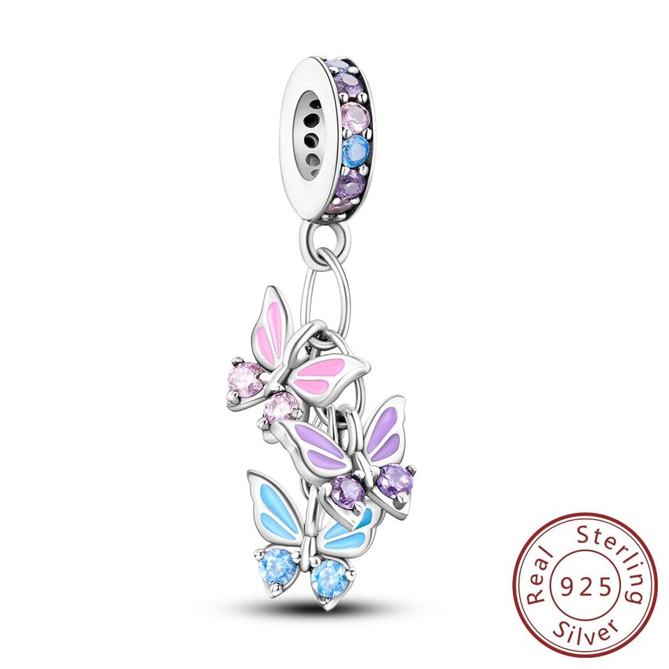 Multicolour Butterflies Dangle Charm - bellissi