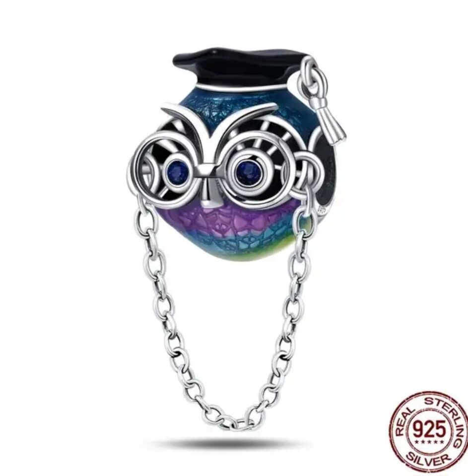 Multicoloured Graduation Owl Charm - bellissi