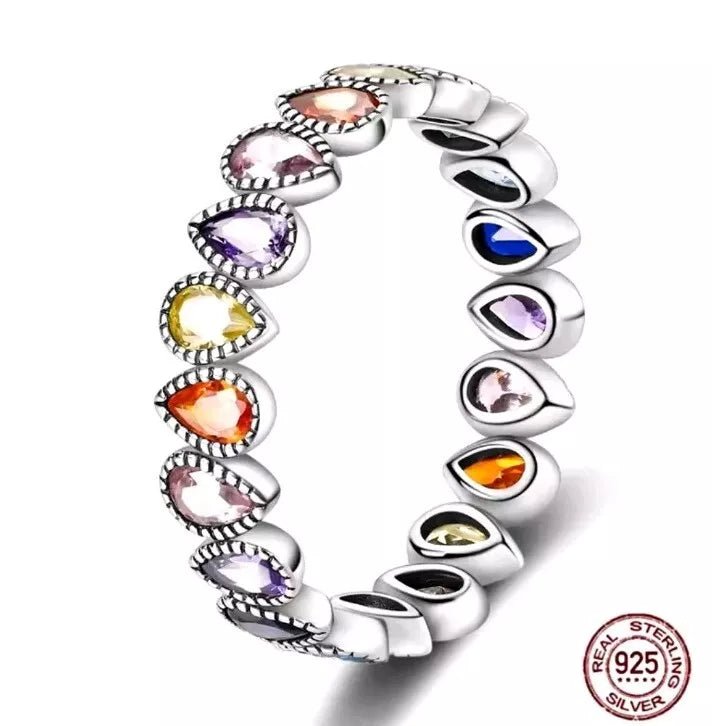Multicoloured Ring With Teardrop Cubic Zirconia - bellissi