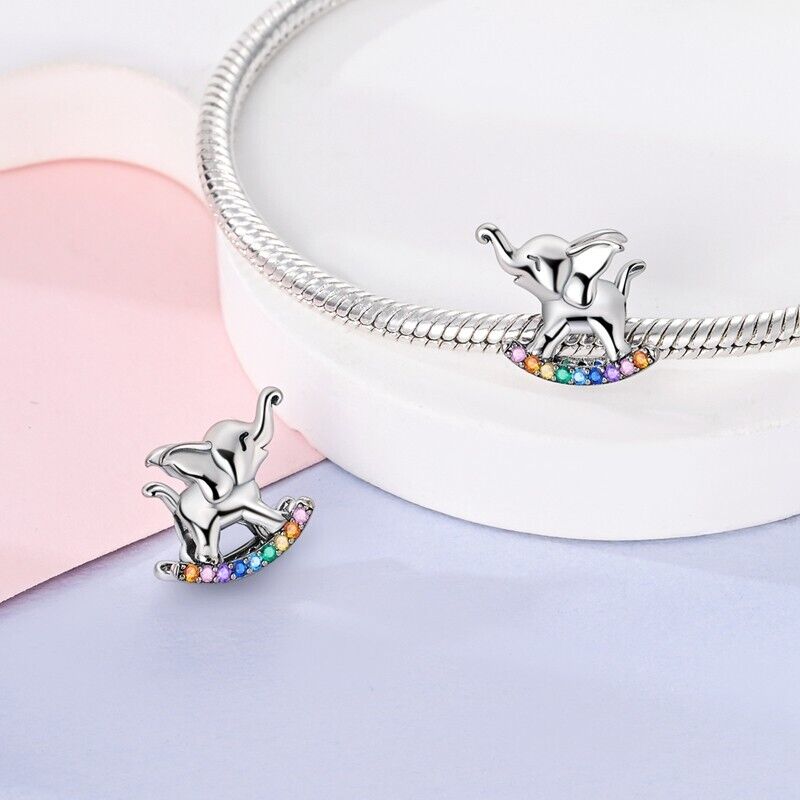 Multicoloured Rocking Elephant Lucky Charm - bellissi