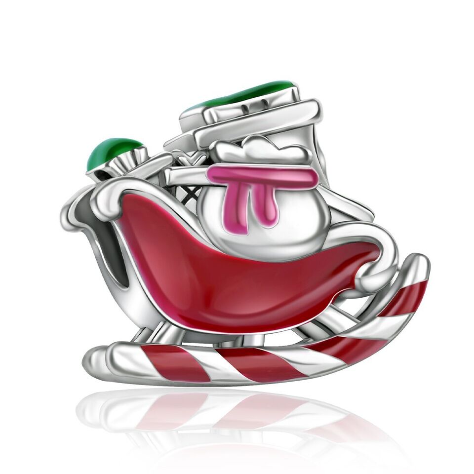 Multicoloured Santa Sleigh Charm - bellissi