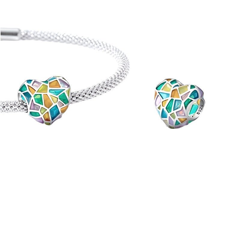 Multicoloured Stained Glass Heart Charm - bellissi
