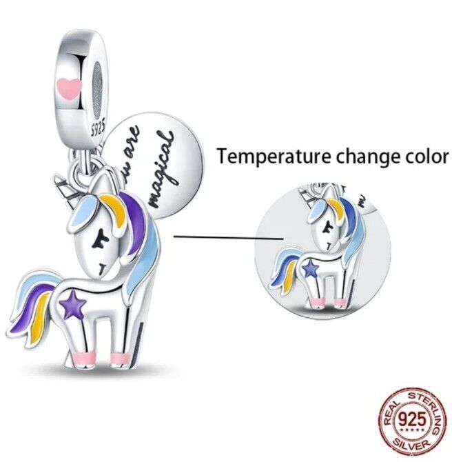 Multicoloured Unicorn Changing Colour Charm - bellissi