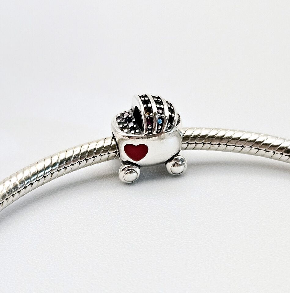 Multicoloured Zircon Baby Pram Charm - bellissi