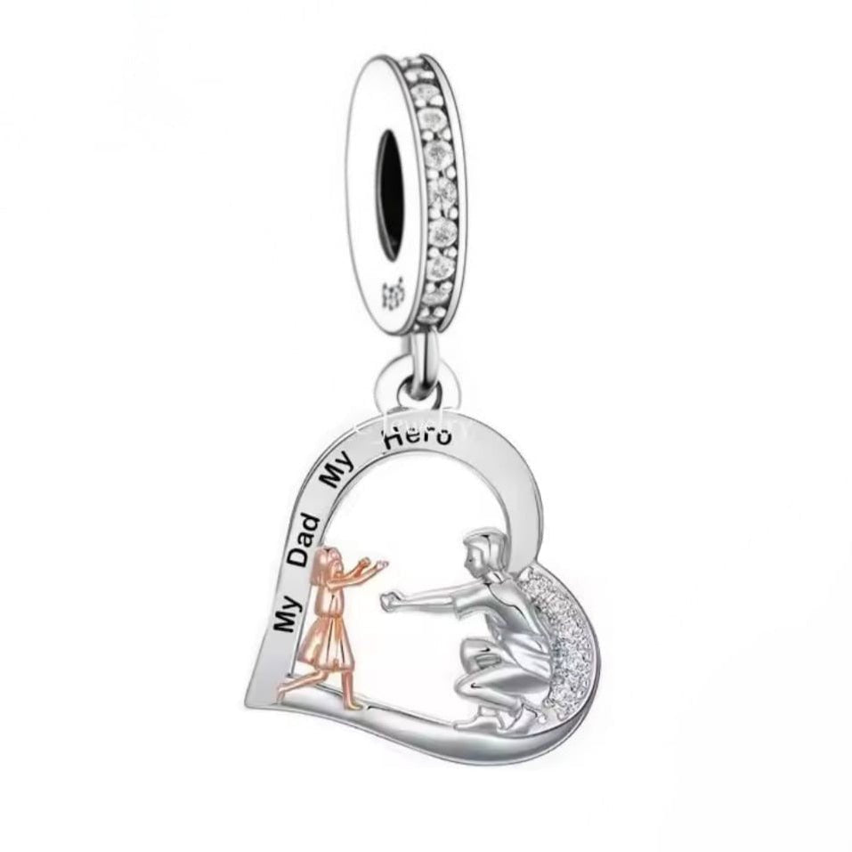 My Dad - My Hero Heart Charm - bellissi