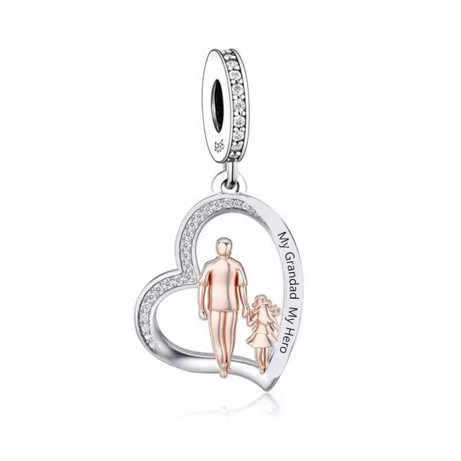 My Grandad - My Hero Heart Charm - bellissi