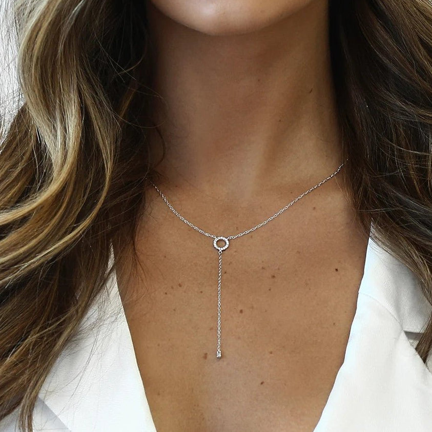 Necklace Circular Zircon Pendant 925 Sterling Silver - bellissi