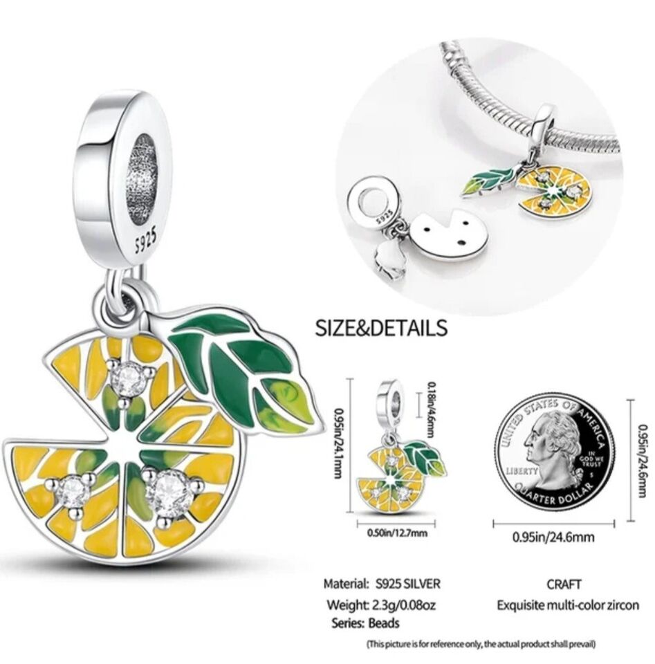 Orange Lemon Slice Dangle Charm - bellissi