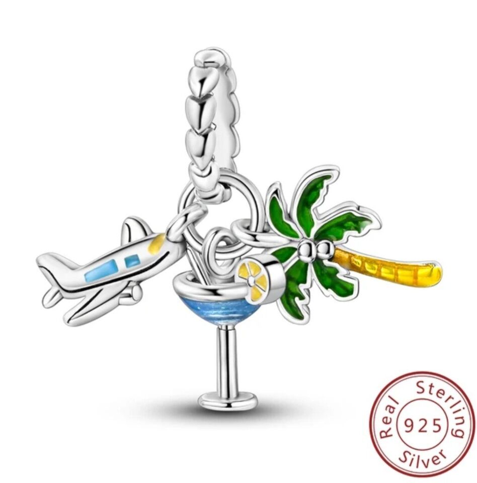 Palm Tree Cocktail Plane Dangle Charm - bellissi