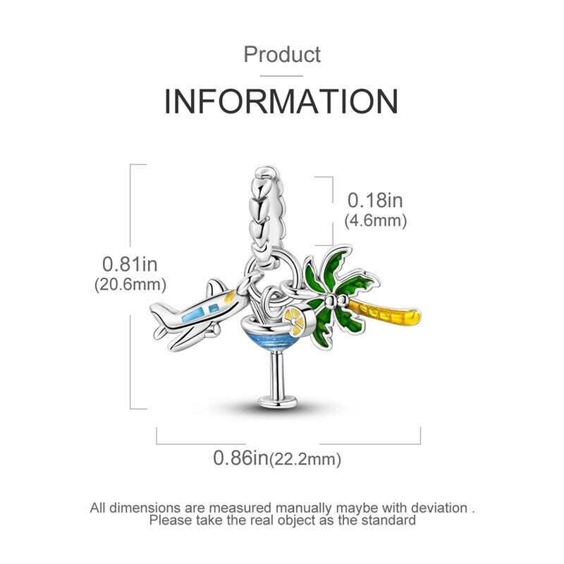 Palm Tree Cocktail Plane Dangle Charm - bellissi