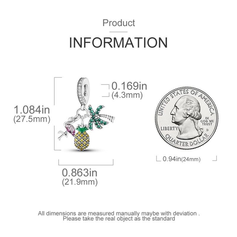 Palm Tree Pinaple Flamingo Dangle Charm - bellissi