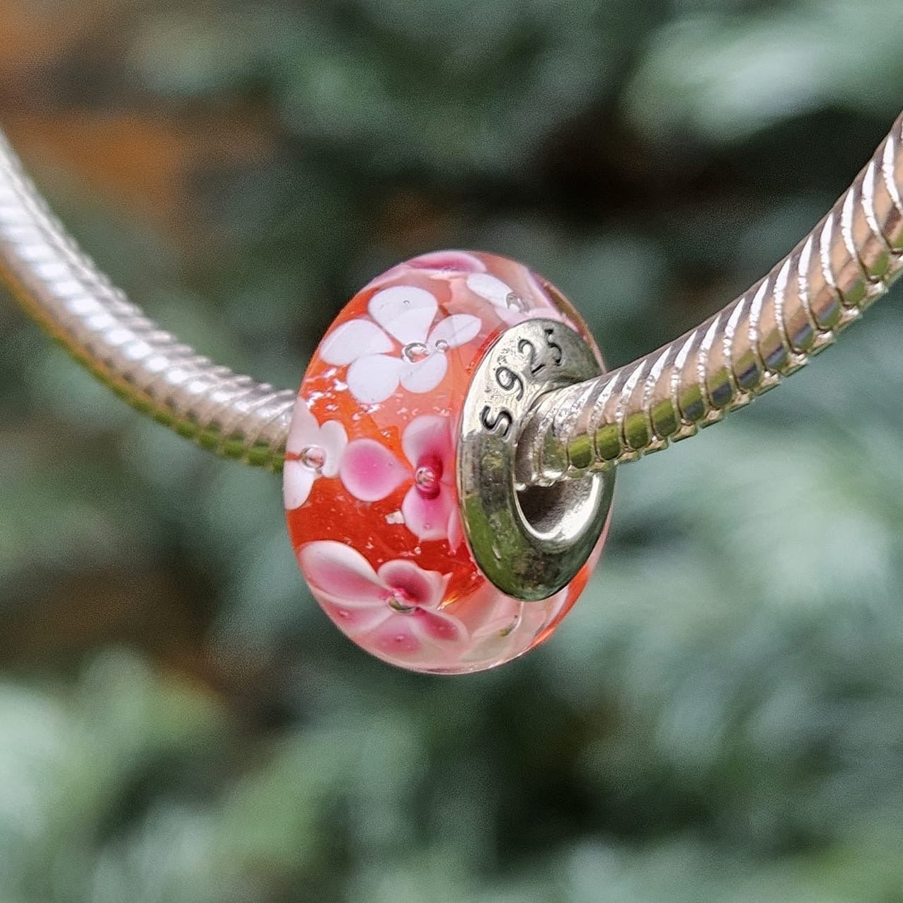 Pink Blossom Murano Glass Charm - bellissi
