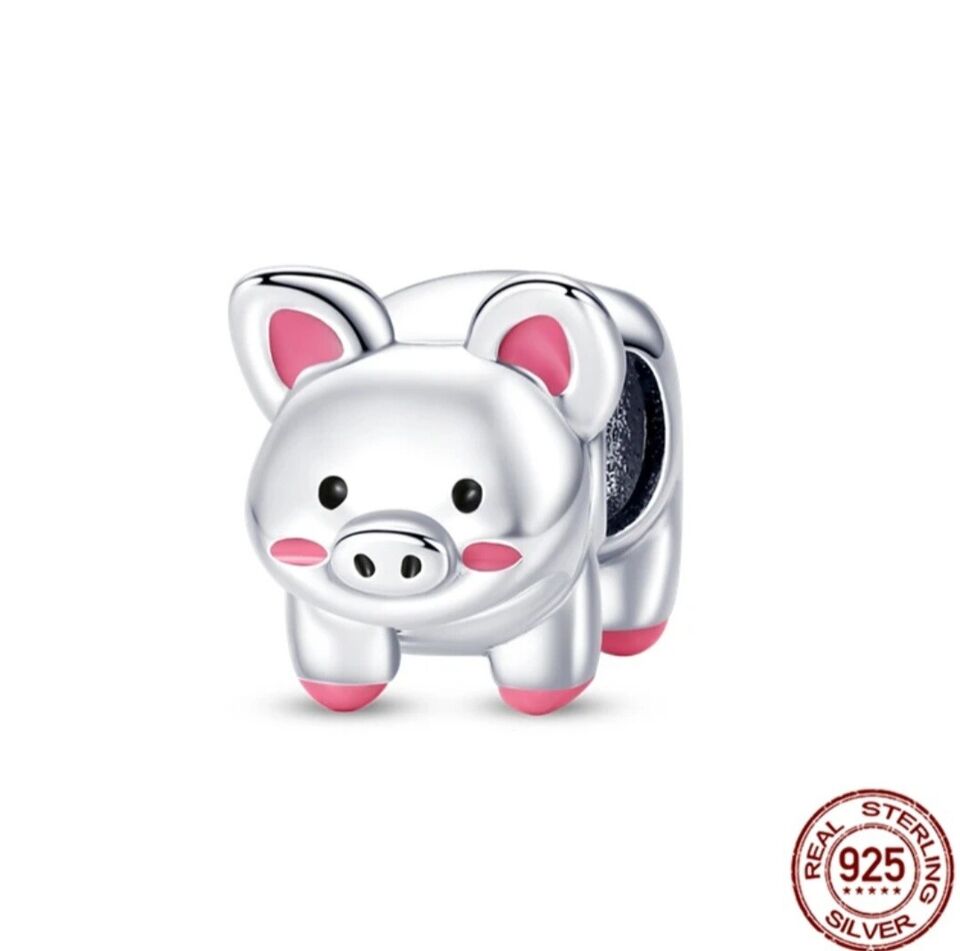 Pink Cute Pig Bead Charm - bellissi