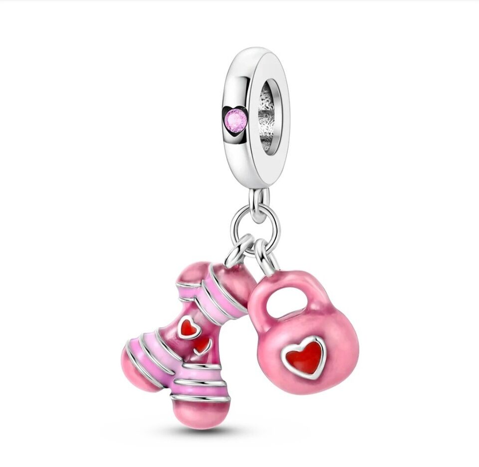 Pink Dumbbells & Kettlebell Gift Charm - bellissi