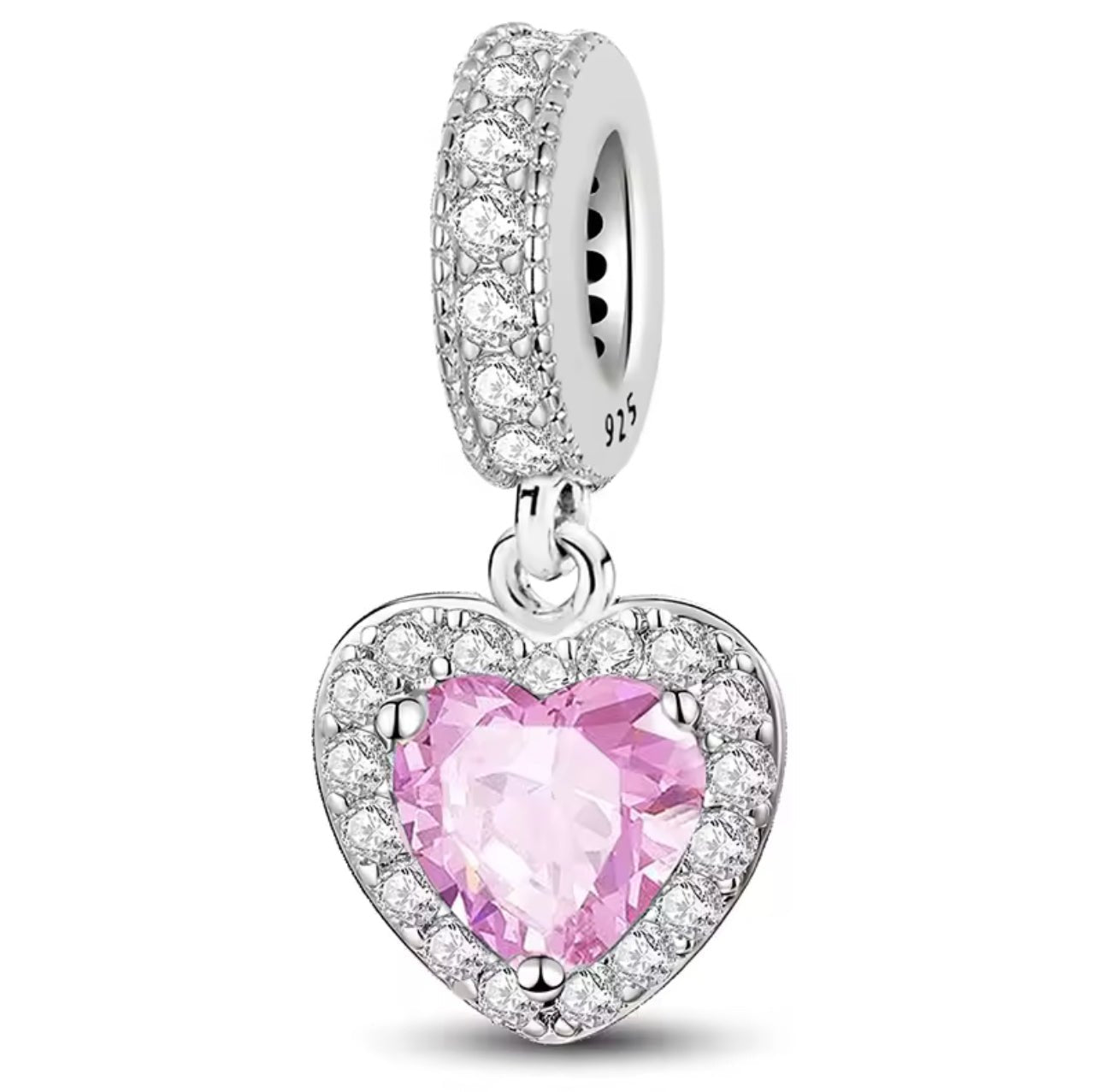 Pink Heart Dangle Charm - bellissi