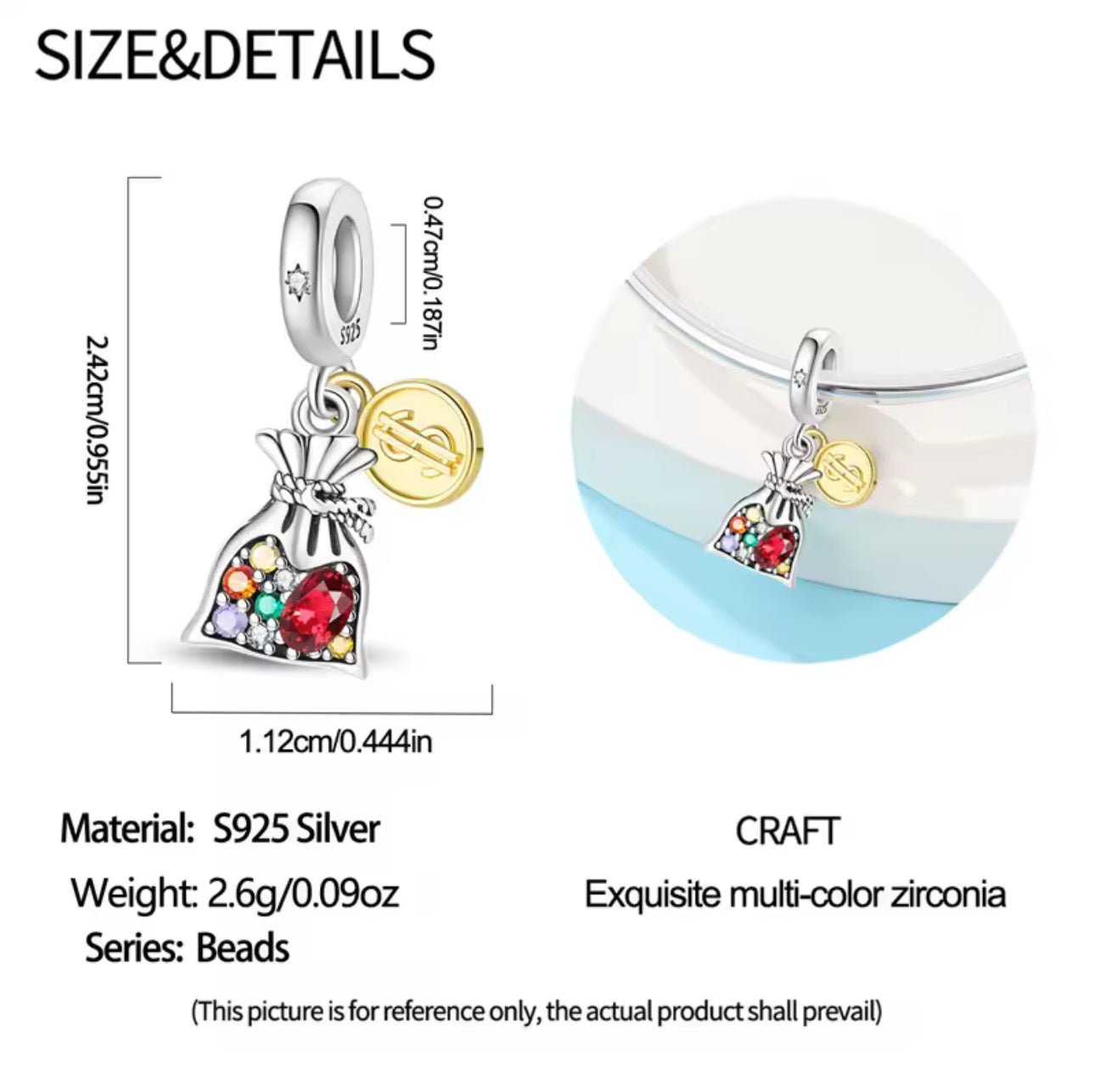 Prosperity & Fortune Talisman Dangle Charm - bellissi