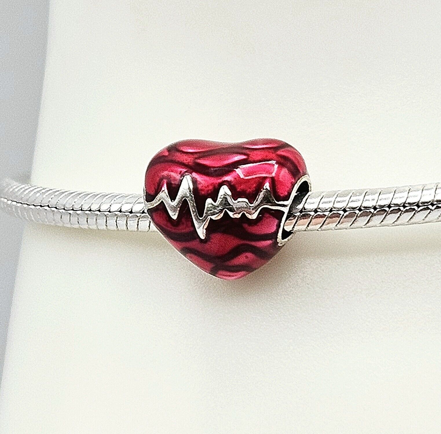 Red Enamel Heartbeat Heart Charm - bellissi