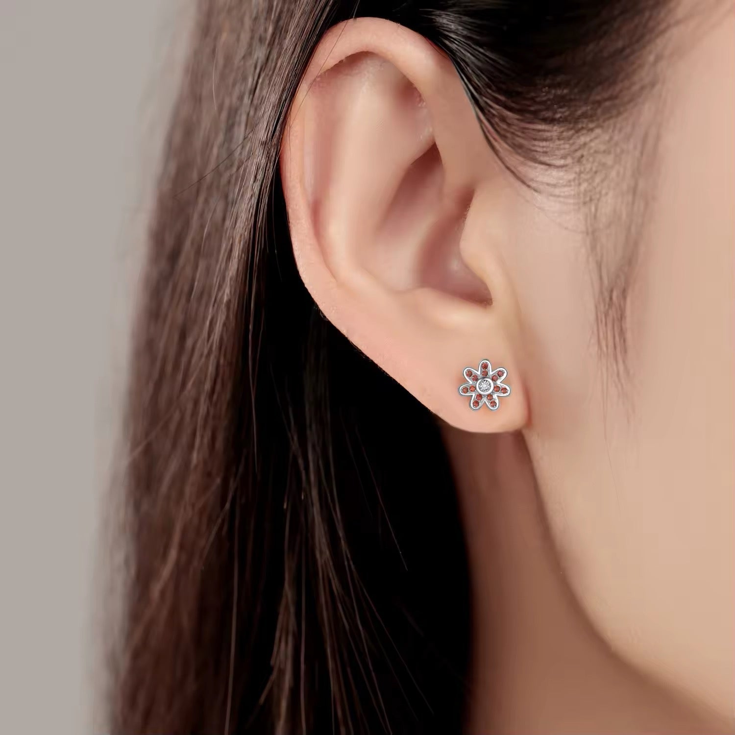 Red Ladybird & Flowers Stud Earrings - bellissi