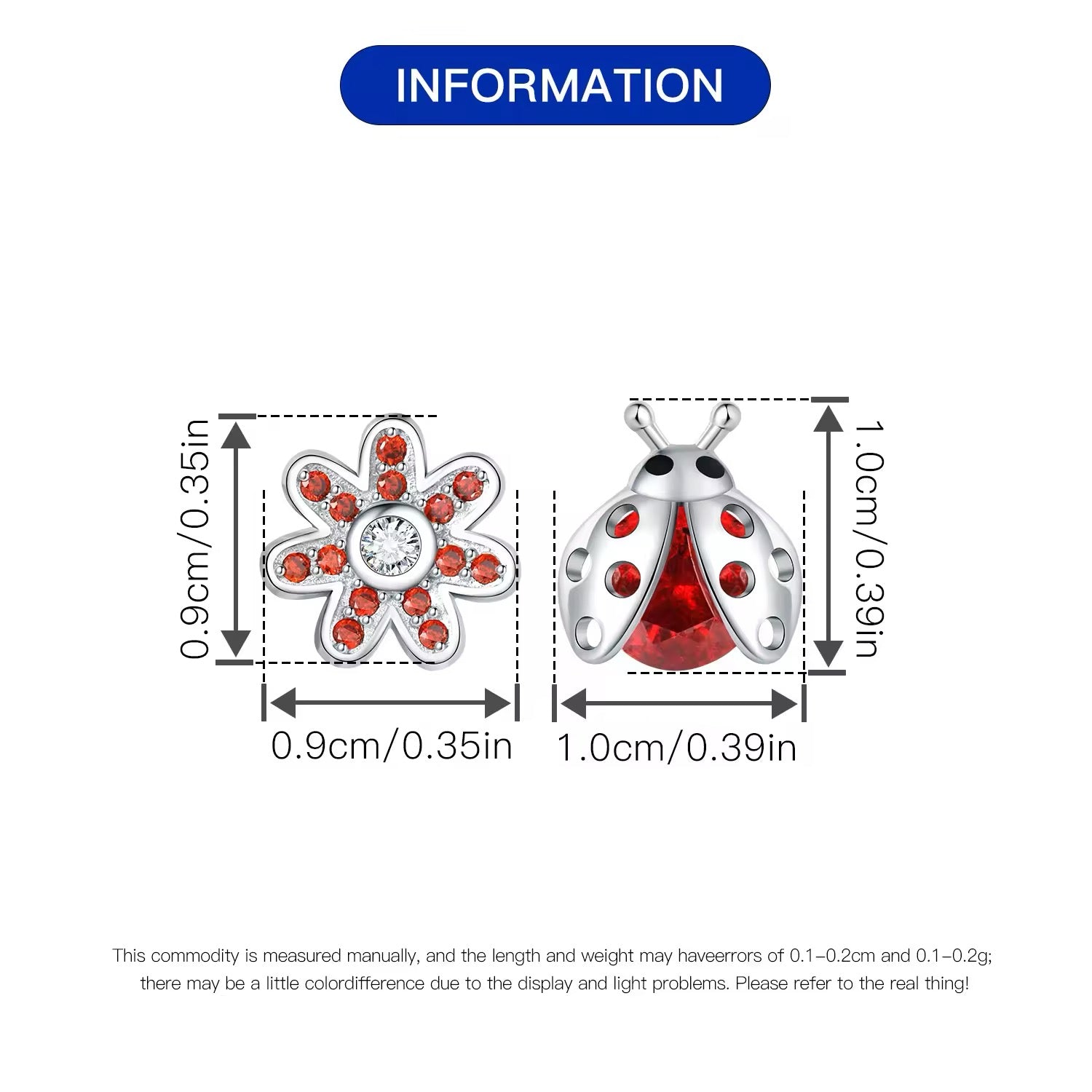 Red Ladybird & Flowers Stud Earrings - bellissi