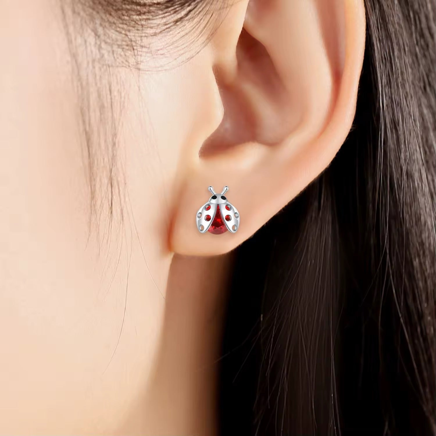 Red Ladybird & Flowers Stud Earrings - bellissi