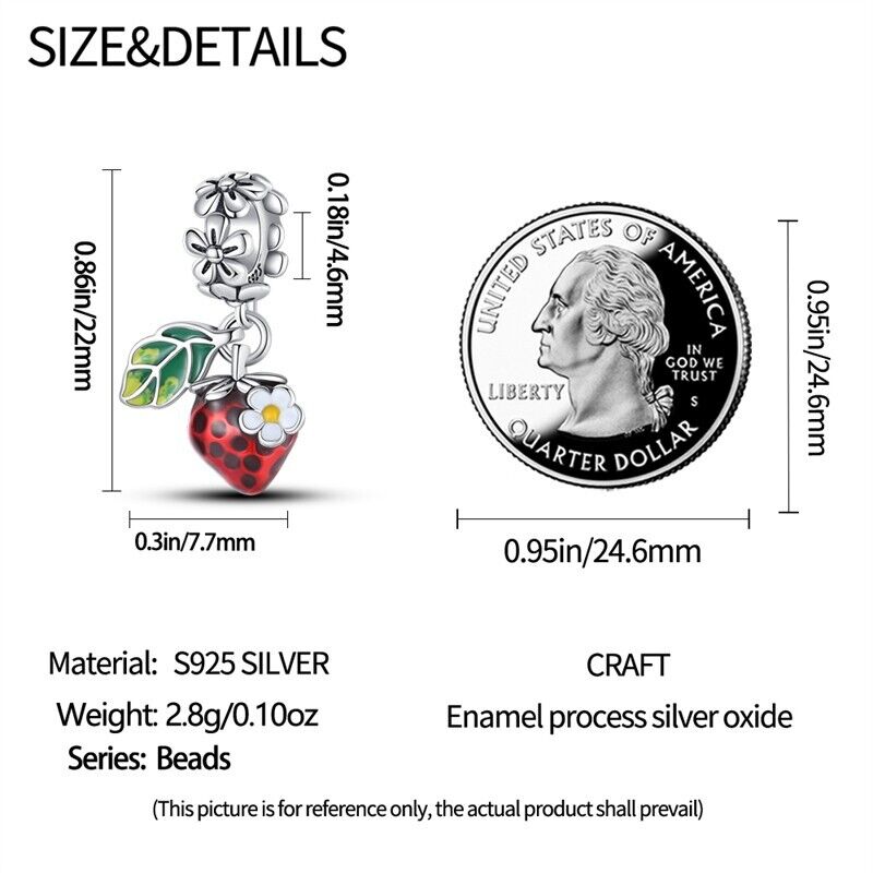 Red Strawberry With Flower Dangle Charm - bellissi