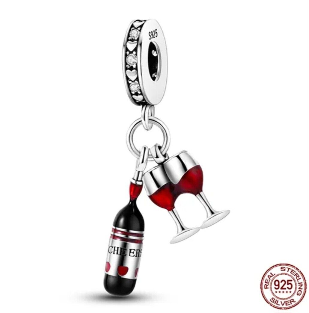 Red Wine & Glasses Dangle Charm - bellissi