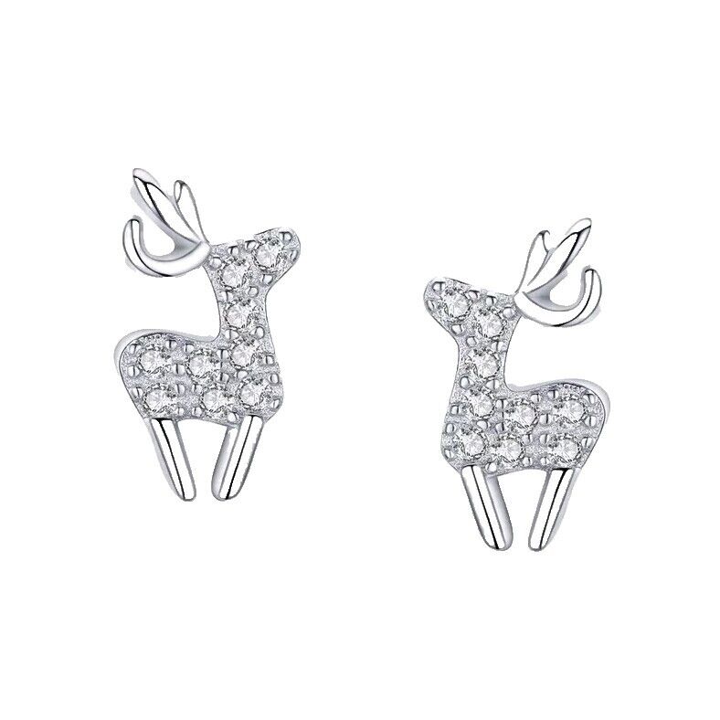 Reindeer Sparkling Zirconia Stud Earrings - bellissi