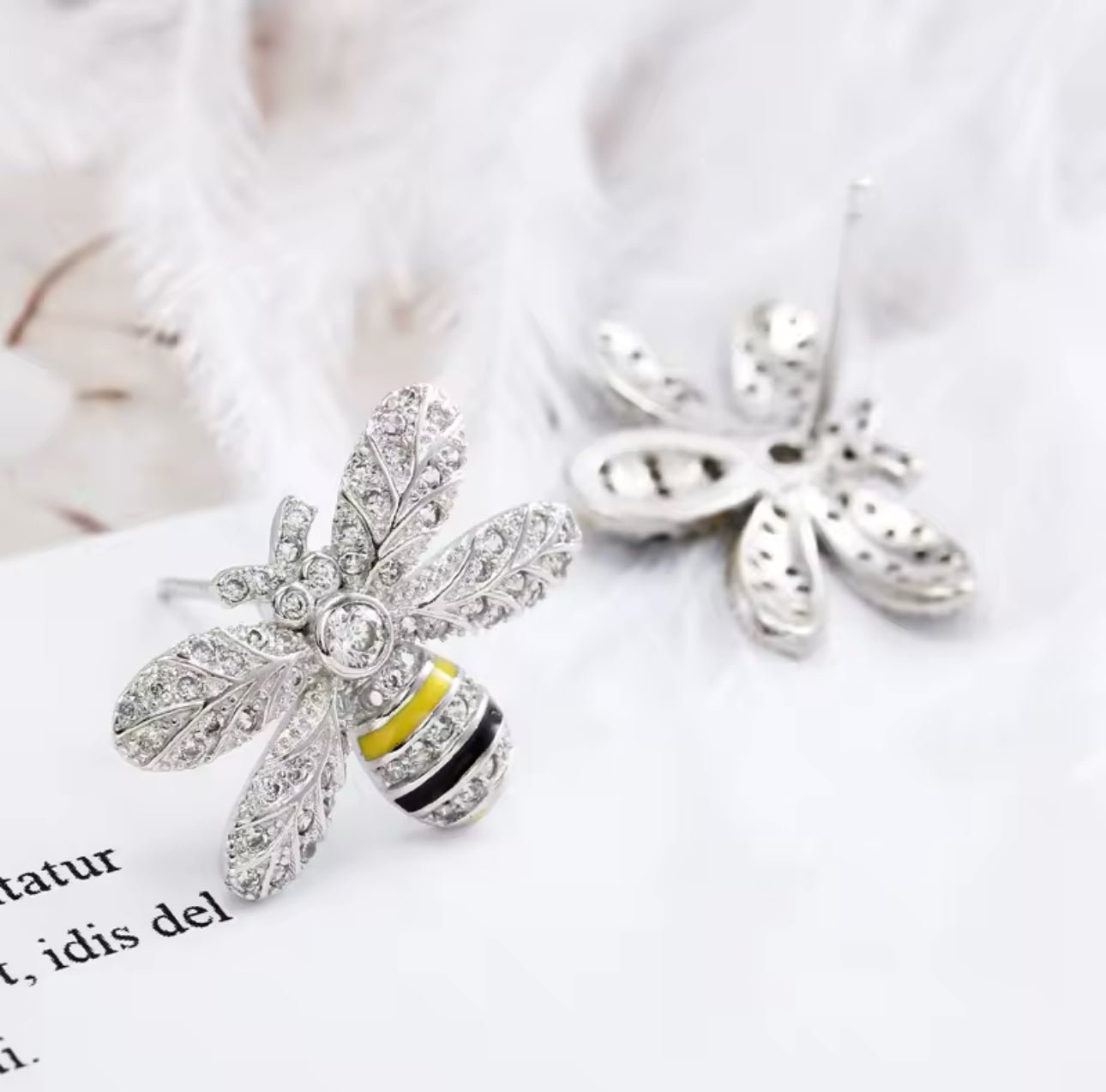Shine Zirconia Honey Bee Stud Earrings - bellissi