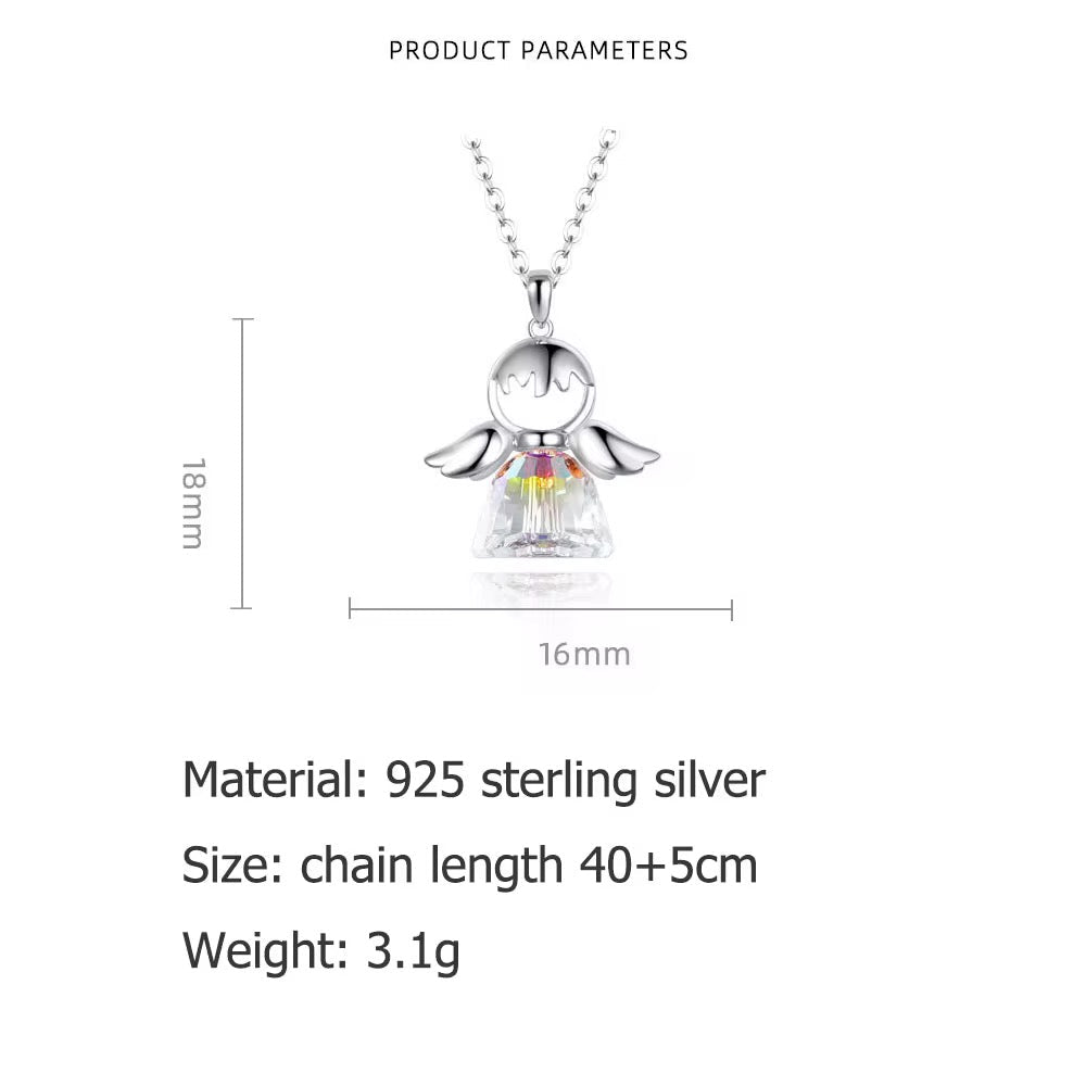 Silver Angel Crystal Necklace - bellissi