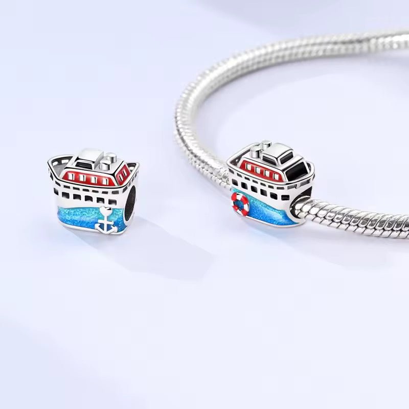 Silver Cruise Ship Charm - bellissi