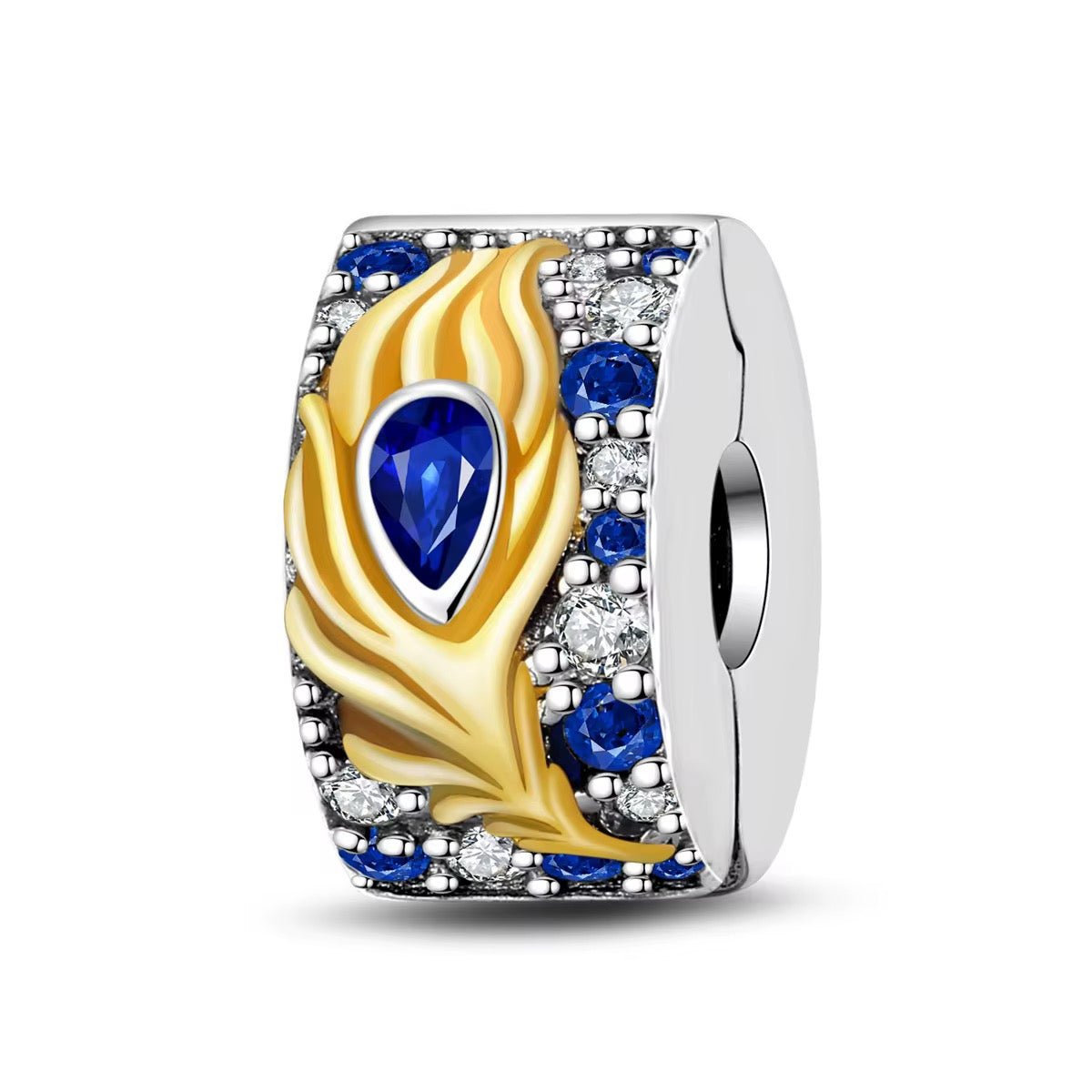 Silver Peacock Feather Clip Charm - bellissi