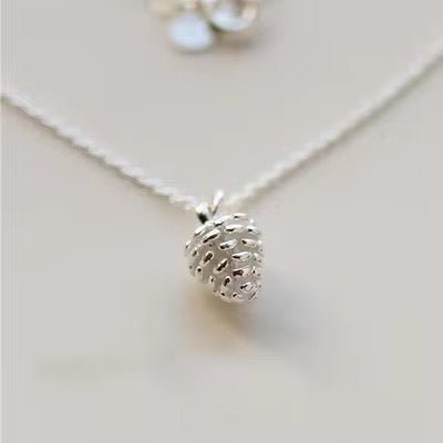 Silver Pine Cone Pendant Necklace - bellissi