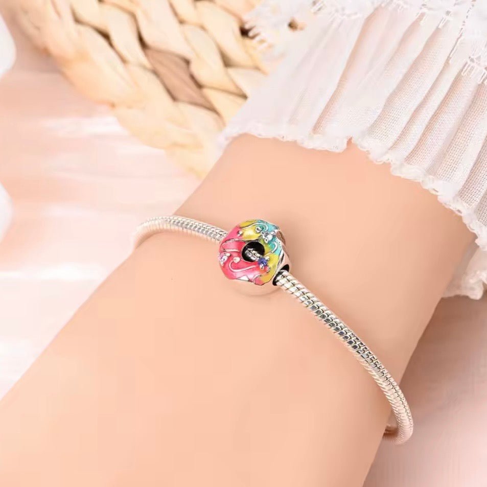 Silver Rainbow Donut Charm - bellissi