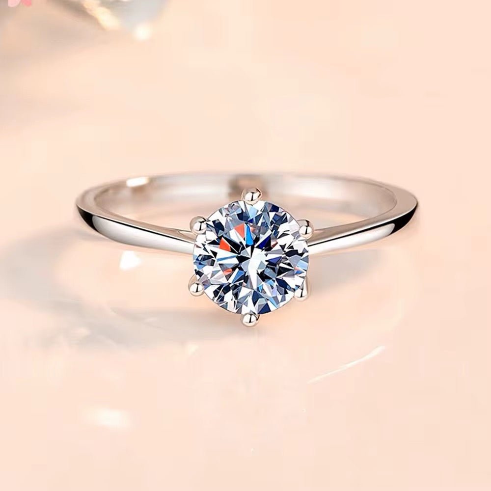 Silver Round Brilliant Cut Zirconia Ring - bellissi