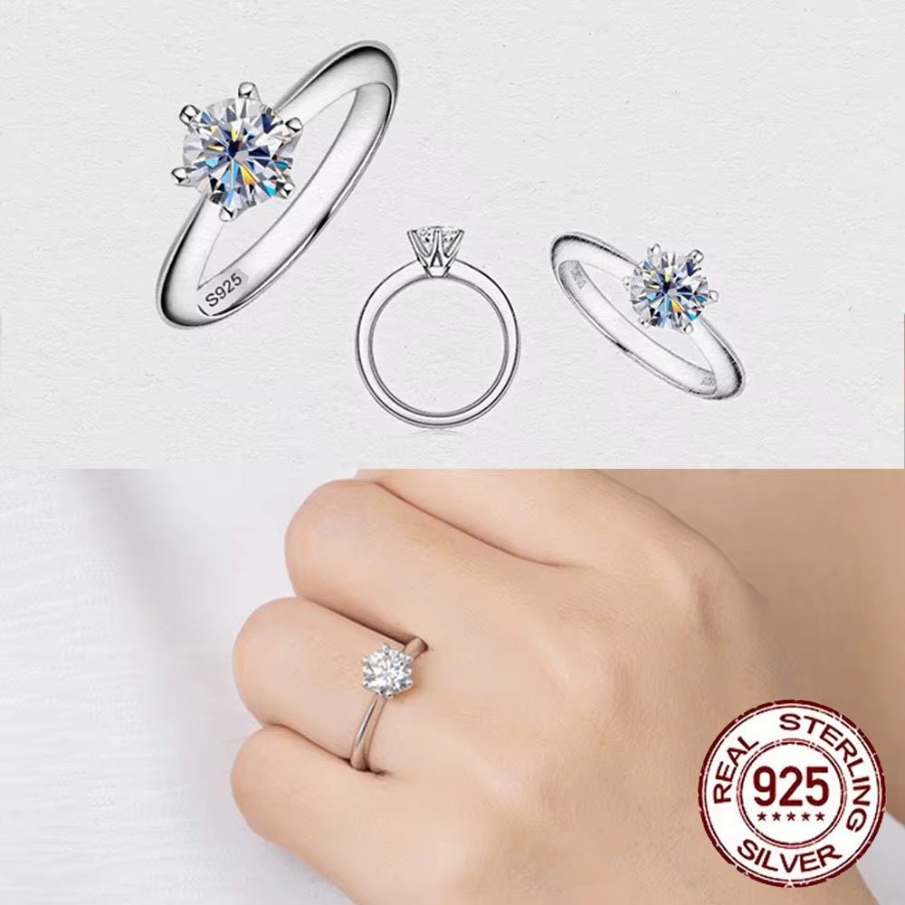 Silver Round Brilliant Cut Zirconia Ring - bellissi